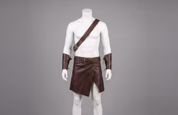 Gladiator Warrior Genuine Leather Kilt Set Belt Sash Arm Bracers Spartan LARP Cosplay Roman Costume Outfit
