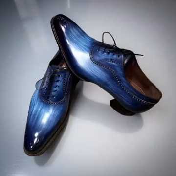 Handmade Gradient Blue Leather Oxford Shoes – Luxury Men’s Dress Footwear