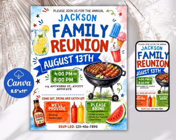 DIY Family Reunion Flyer Template, Editable Cousin Reunion Invite, Canva