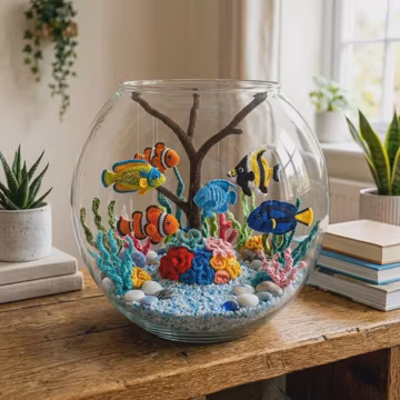 Aquarium Crochet Pattern PDF, Tropical Fish Amigurumi PDF, Ocean Decor DIY, Crochet Fish Tank Decor, Nursery Gift, Digital Download