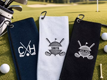 Personalized Golf Towel, Embroidered Golf Towel with Name, Monogram Golf Towel, Custom Golf Gift for Dad, Husband, Groomsmen, Golfer Gift