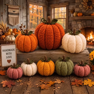 Crochet Pumpkin Pattern – Mini Amigurumi Plush Toy, Fall Harvest Decor (PDF)