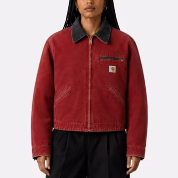 Vintage Crimson Red Carhartt Detroit Style Jacket