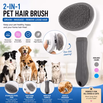Self Cleaning Pet Grooming Brush, Dog & Cat Slicker Brush, Pet Hair Remover, Deshedding Dematting Comb for Dogs and Cats