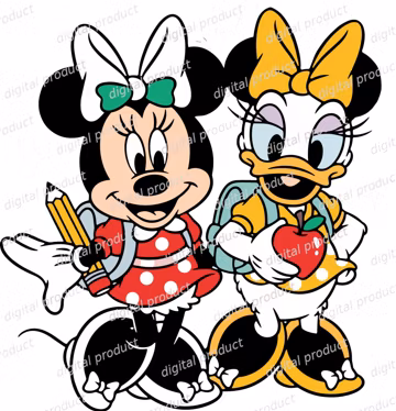 Minnie Mouse Back to School PNG | Cute Cartoon Schoolgirl | Sublimation Design