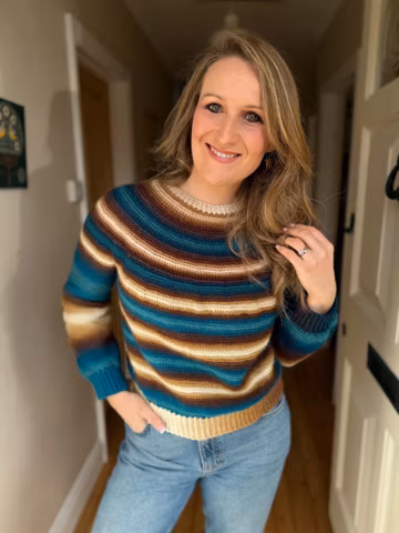 CROCHET PATTERN + VIDEO Blueprint Sweater | Beginner Top Down Seamless Crochet Sweater | Round Yoke | xs–5xl