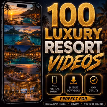 100 Luxury Resort Videos | Vertical 9:16 Bundle (Digital Download)