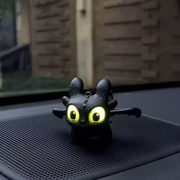 Light-Up Dragon Car Ornament, Posable Night Fury Keychain, Chibi Fantasy Decor