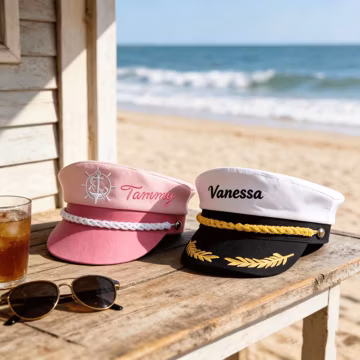 Personalized Captain Hat Custom Name, Nautical Sailor Cap, Bachelorette Party Hat, Bride Groom Gift, Yacht Boat Party Accessories