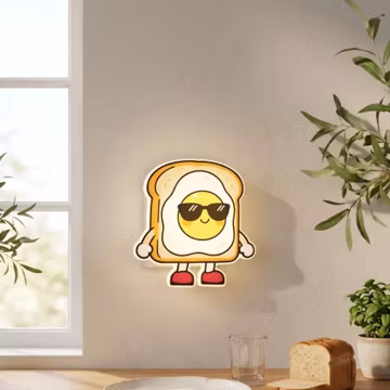 Kawaii Toast Wall Lamp Motion Sensor Night Light Funny Fried Egg Decor Cordless Rechargeable Kids Room Cute Gift