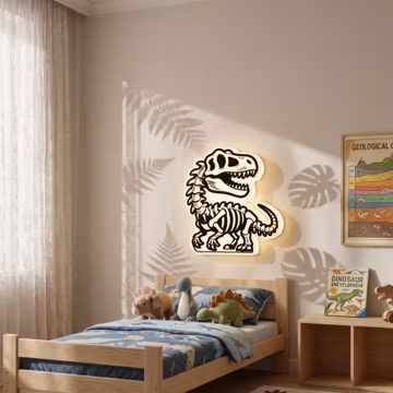 Cordless T-Rex Skeleton Wall Light, Motion Sensor Dinosaur Night Lamp, Boys Room Decor, Kids LED Gift