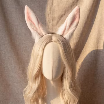 Bunny Ears Headband Faux Fur Realistic, Rabbit Ears Kemonomimi Cosplay, Fursuit Accessories, Therian Gear, Furry Ears Plush Gift