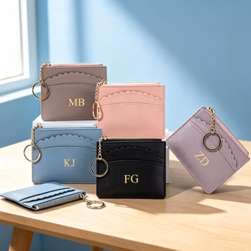 Custom Letter Lace Zipper Keychain Leather Wallet, Mini Card Holder, Personalized Keychain Card Purse, Custom Leather Daily Accessory Gift