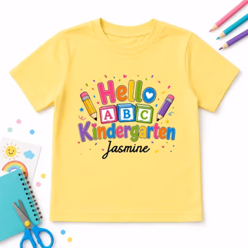 Personalized, Hello Kindergarten, Custom Name, ABC Blocks, Back to School, First Day of Kindergarten, Kids Shirt, School Outfit