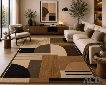 Mid CenturyModern Geometric Area Rug Earth Tone Abstract Carpet Retro Bauhaus Style Floor Decor Textured Color Block Room Rug customsize