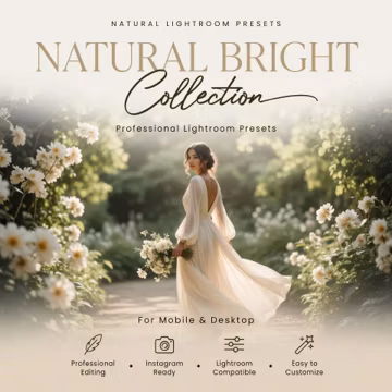 Natural Bright Lightroom Presets Bundle | 380+ Mobile & Desktop Presets | Aesthetic Instagram Photo Filters | Professional Photo Editing |