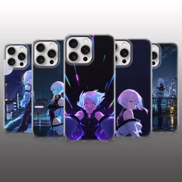 Lucy Phone Case Edgerunners Night City Cover for iPhone 17Pro, 16, 15, 14, 13, 12, Samsung S26, S25, S24, S23Fe, A16, A56, Pixel 10, 9Pro