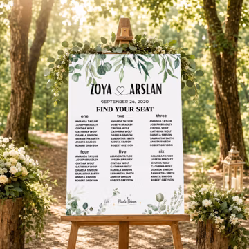Eucalyptus Wedding Seating Chart Template: Printable Find Your Seat Sign (Digital Download)