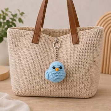 Handmade Crochet Bird Keychain, Amigurumi Bird Charm, Colorful Bag Pendant, Kawaii Accessory