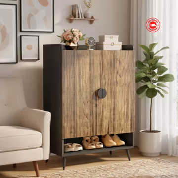 7 Tier Shoe Cabinet with Adjustable Shelves, Wooden Entryway Shoe Storage Organizer White