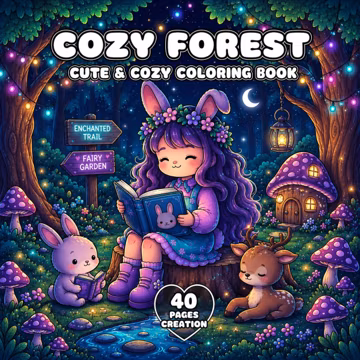 Cozy Forest Coloring Book Cute Animal Coloring Pages Digital Enchanted Forest Printable Magical Forest Coloring Relaxing Adult Coloring Pdf