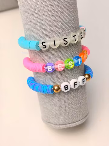 Best Friend Bracelets, Personalized BFF Bracelet, Custom Bestie Heishi Clay Bead Bracelet, Sister Bracelets, Friendship Gift for Her