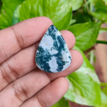 Tree Agate Cabochon, Natural Handmade Pear Gemstone, for Jewelry making, Wire Wrapping, Macrame. 29 Ct