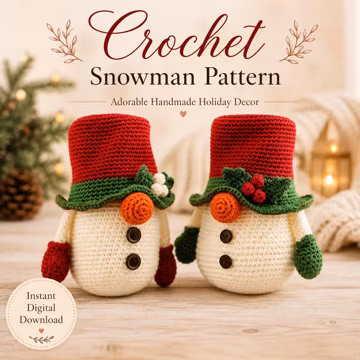 Christmas Snowman Crochet Pattern PDF | Top Hat Snowman Amigurumi Pattern | Easy Holiday Crochet Tutorial | Instant Download