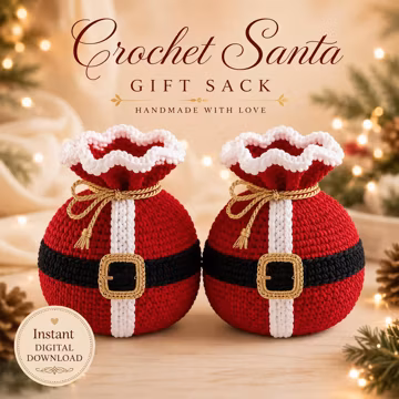 Santa's Belt Gift Pouch Crochet Pattern PDF, Christmas Treat Bag, Holiday Candy Bag, Amigurumi Gift Sack, Instant Download