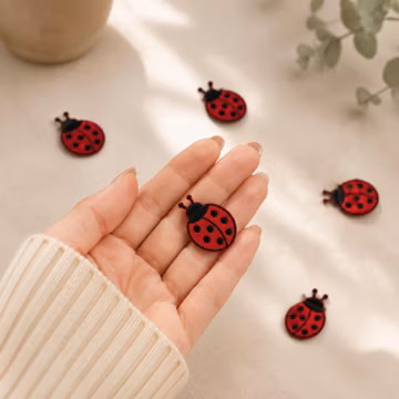 Embroidered Ladybug Patch, Iron-On Insect Applique, Nature Fabric Decor