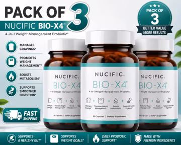 Pack of 3 of Nucific 4-in-1 Bio-X4 Probiotic 90 Capsules Digestive & Weight Management Support Fast Shipping