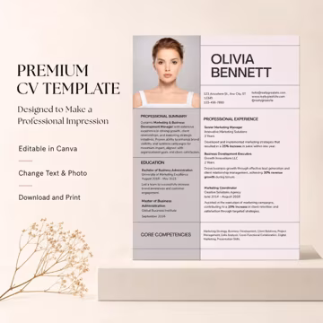 ATS Resume Template Canva | Marketing Manager CV (Instant Download)