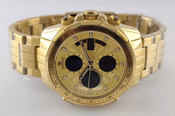 Pre-Owned NAVIFORCE Men's Chronograph Watch – Gold Dial GP Case Quartz Wrist Watch