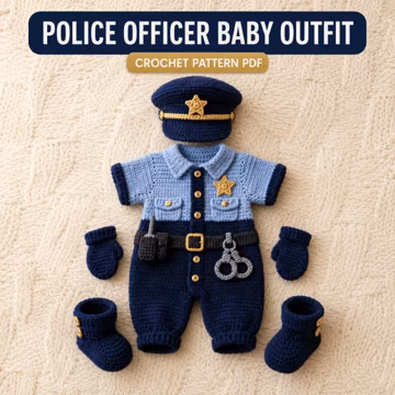 Baby Police Officer Crochet Pattern Infant Police Costume Outfit PDF Instant Download