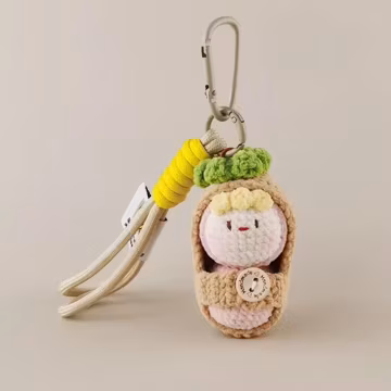 Handmade Crochet Peanut Keychain Cute Amigurumi Peanut Doll Bag Charm Kawaii Plush Pendant Soft Food Key Ring Gift