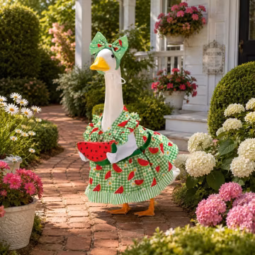 Summer Watermelon Porch Goose Outfit, Polyester 7/17/23 Inch Goose Costume, Farmhouse Patio Garden Summer Front Step Decor Housewarming Gift