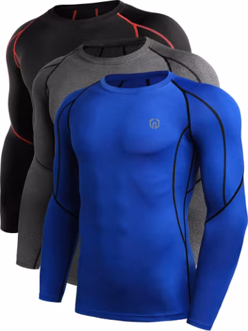 Men's Athletic Compression Shirt, Quick-Dry Workout Base Layer, Gym Training Activewear
