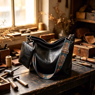 Women Vintage PU Leather Hobo Crossbody Bag, Adjustable Boho Printed Wide Strap Shoulder Bag, Large Daily Handbag with Detachable Coin Pouch