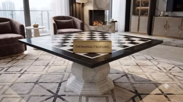 Luxury Black & White Marble Chess Board Table Top | Handmade Stone Chess Game Set | Unique Minimalist Home Decor Luxury Gift