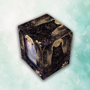 MTG Deck Box,Moonlit Wolf Deck Box, Celestial Gothic MTG Card Storage, Black Wolf TCG Deck Case, Dark Floral Commander Holder