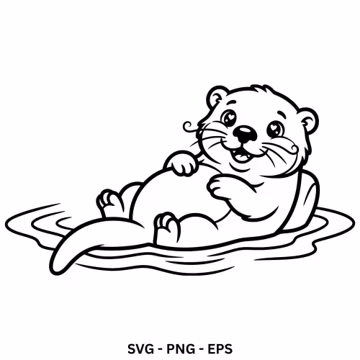 Cute otter svg, Lutra svg, Otter png, Floral Lutra Clipart, Hand drawn Lutra pictures for print and engraving, Digial files