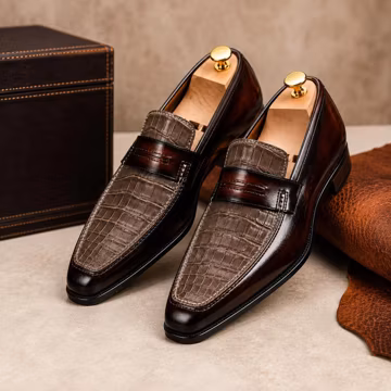 Men's Handmade Brown Leather Loafers – Premium Slip-On Dress Shoes for Business & Casual Wear