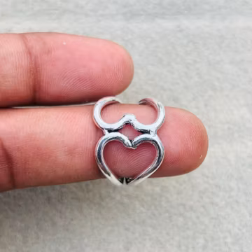 925 Sterling Silver Heart Shape Band Ring, Open Heart Ring, Minimalist Ring, Adjustable Love Ring, Gift for Her, Everyday Stackable Ring