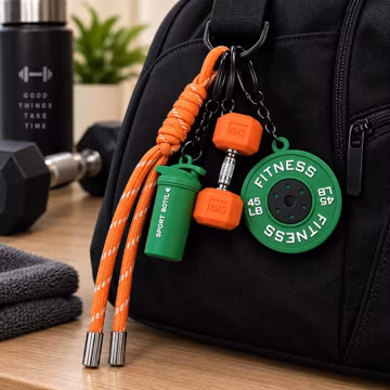 Fitness Keychain for Gym Lovers, Bag Charm, Sports Gift for Athletes, Fitness Enthusiast