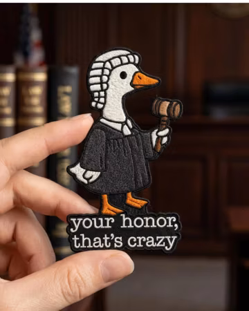 Funny Goose Lawyer Embroidered Iron On Patch, Law School Graduation Gift, Attorney Applique for Jacket Backpack Hat