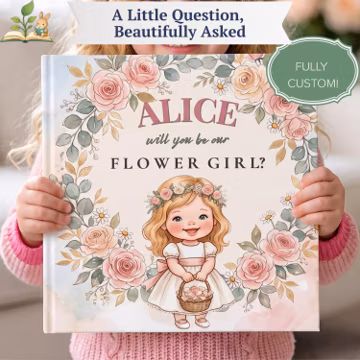 Personalized Flower Girl Proposal Book, Will You Be My Flower Girl Gift, Custom Watercolor Personalized Wedding Keepsake Storybook for Girls