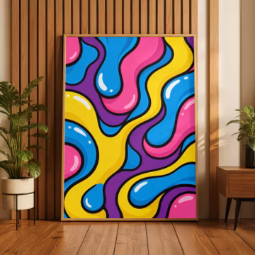 Trippy Wall Art Print, Retro Lava Lamp Swirl Decor, Psychedelic Poster, Digital Download
