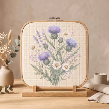 Thistle Cross Stitch Pattern, Wildflower Meadow Botanical Embroidery Chart (PDF)