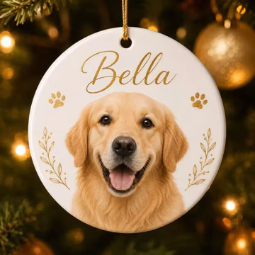 Personalized Pet Photo Ornament, Custom Dog Christmas Ornament, Pet Memorial Keepsake, Pet Loss Gift for Dog Lover