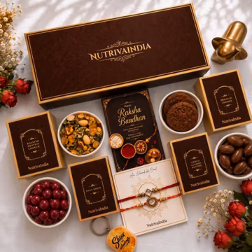 Luxury Rakhi Gift Hamper for Brother | Cookies, Paan Shots, Protein Crunch, Choco Almonds